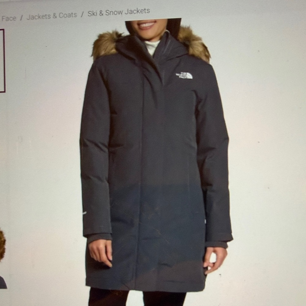 Women's North Face  Arctic Down Parka, Greenish  Grey, Size Large
